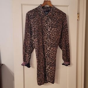 Johnny Was 100% Silk Leopard Tunic Shirt NWT